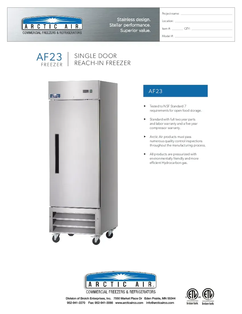 arctic-air-af23-freezer-reach-in-115v-one-section-self-contained-specsheet-260726v41nir.pdf