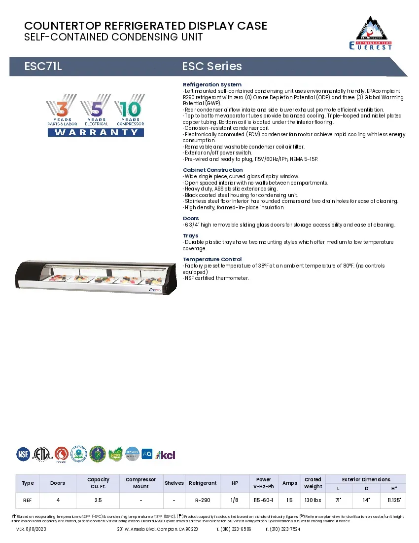 everest-refrigeration-esc71l-display-case-refrigerated-sushi-115v-glass-doo-260726bgcasl.pdf
